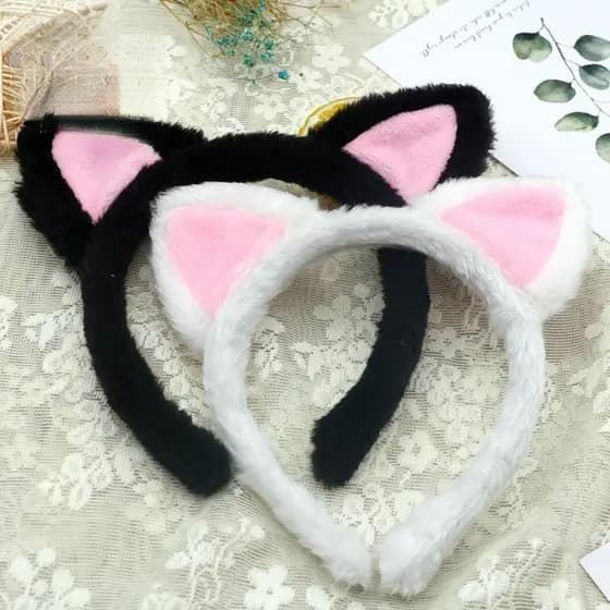 Acessório de Cabeça Macia Tiara, Pelúcia, Forma de Orelha de Gato, Adequado para Halloween, Fantasia, Festa à Fantasia