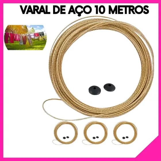 Kit 4 Varal Retrátil de Parede 10m Varal de Aço para Roupas Resistente Apartamento Lavanderia