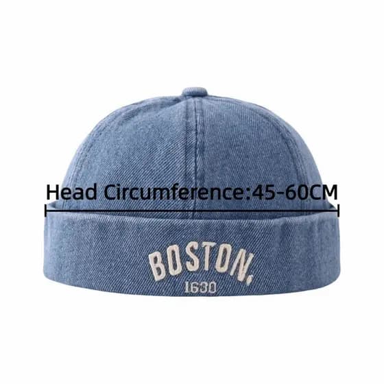 BRUCE1 Boné Infantil Sem Aba, Boné de Denim Lavado Ajustável para Crianças, Boné de Cor Sólida Estilo Cavalheiro