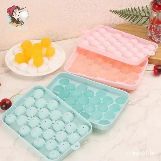 Forma de Cubo de Gelo, Silicone Elástico, Fabricante de Bolas de Gelo de 25 Peças com Tampa, Forma de Cubo de Gelo Sem 7