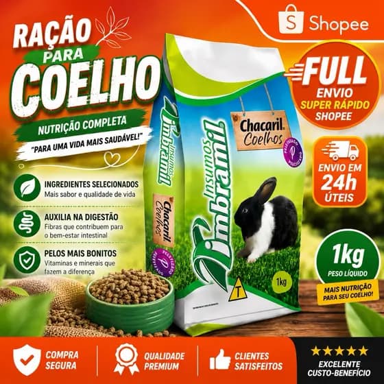 Ração de coelhos porquinho da india e mini coelho 5kg