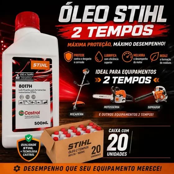 Kit 20 Castrol Stihl Para Motor 2t Óleo Lubrificante Sopradores Motosserras e roçadeiras 500ml Caixa
