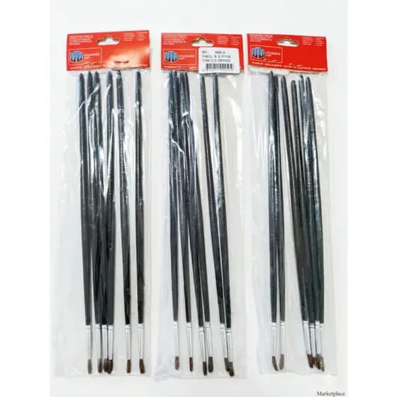Kit Pincel p/ pintura e artesanato Kit com 18 unidades cabo preto 20cm