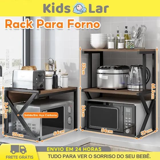 Rack Suporte Para Microondas Aço Carbono Tipo KEstável Resistente E Multifuncional