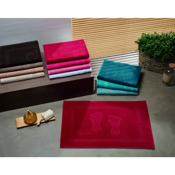 Toalha de Piso Banheiro Felpudo Pezinho Tapete Appel Antiderrapante 100% Algodão Macio Absorvente