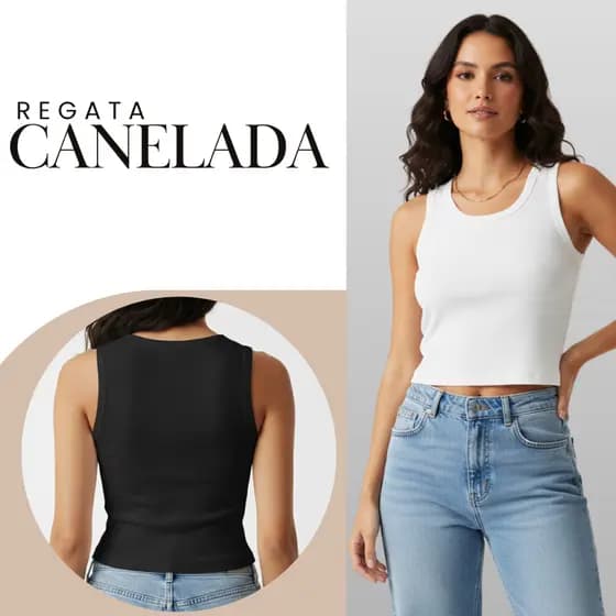 Regata Canelada Cropped Malha Blusinha Costas Nadador Confortavel Modeladora