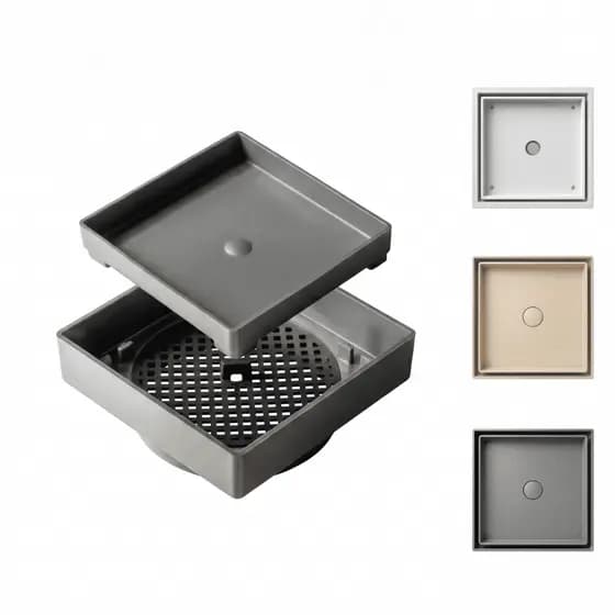Ralo Invisível Oculto Estrela 10x10cm Grelha Quadrada Discreta para Banheiro, Área de Serviço e Box