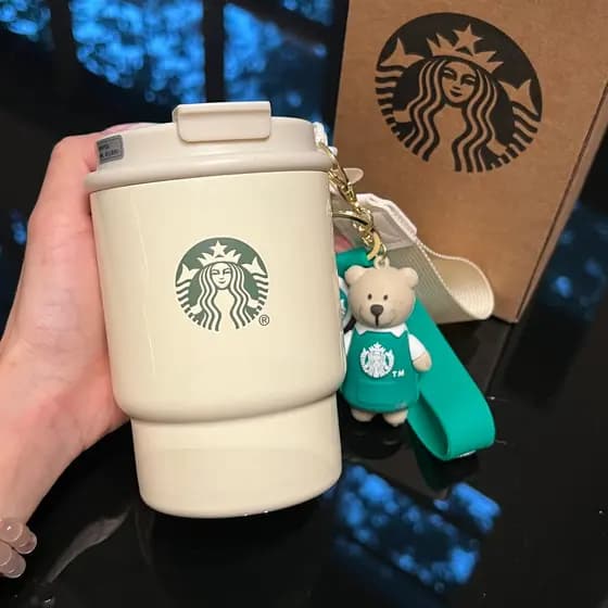 Starbucks copo térmico portátil duplo beber boca copo portátil ao ar livre carro xícara de café lembrança presente anive