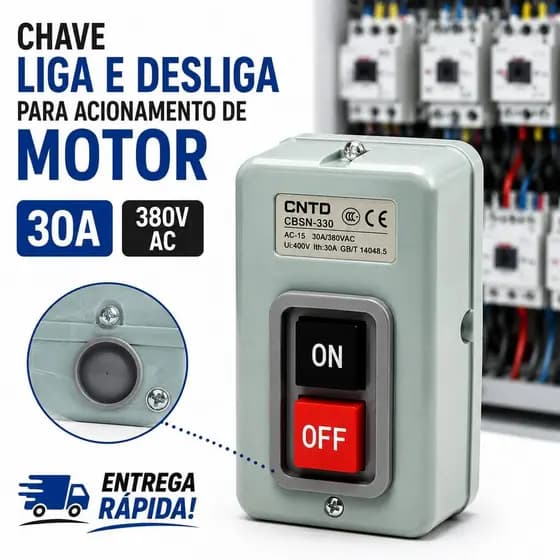 Chave Liga e Desliga para Acionamento de Motor Elétrico 30A 380V Interruptor Industrial CBSN-330