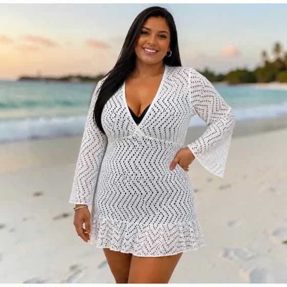 Saída de Praia Plus Size Feminina Roupa de Praia Laise Leve Caimento Perfeito