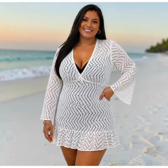 Saída de Praia Feminina Plus Size Laise Estilosa Roupa de Praia Casual Chic