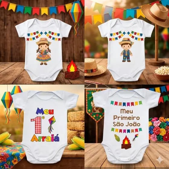 Body Bebê Festa Junina Infantil São João Menino Menina Várias Estampas