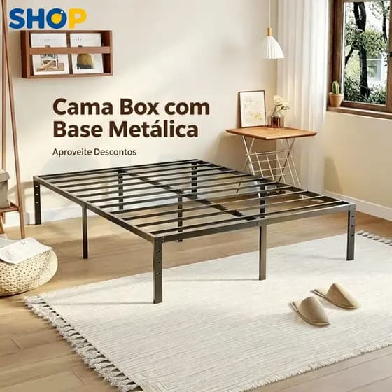 Estrado de Metal para Cama de Casal/Cama de Solteiro – Dobrável e Fácil de Instalar, com Suportes de Ripas de Aço O17