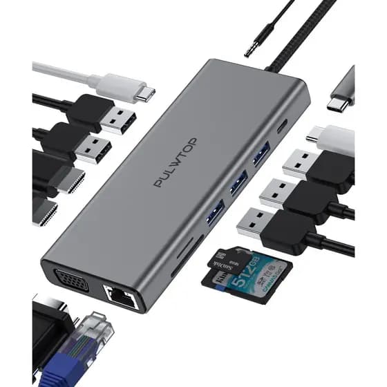 PULWTOP USB C Hub 4k60hz Tipo C Para Hdmi 4k Dp Para winos