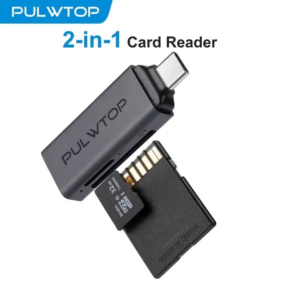 Leitor de cartão SD 2 em 1 PULWTOP, adaptador de cartão SD para USB-C 3.0 e Micro SD