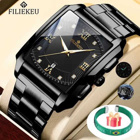 FILIEKEU Relógio Masculino Original Luxo Negócios Exibição De Data à Prova d'Água Relogio De Quartzo