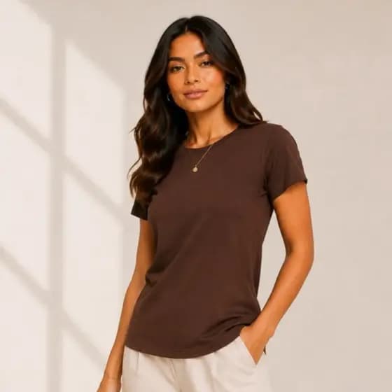 Blusa Feminina Malha Viscolycra Casual Gola Redonda Tamanho Único Conforto Diário