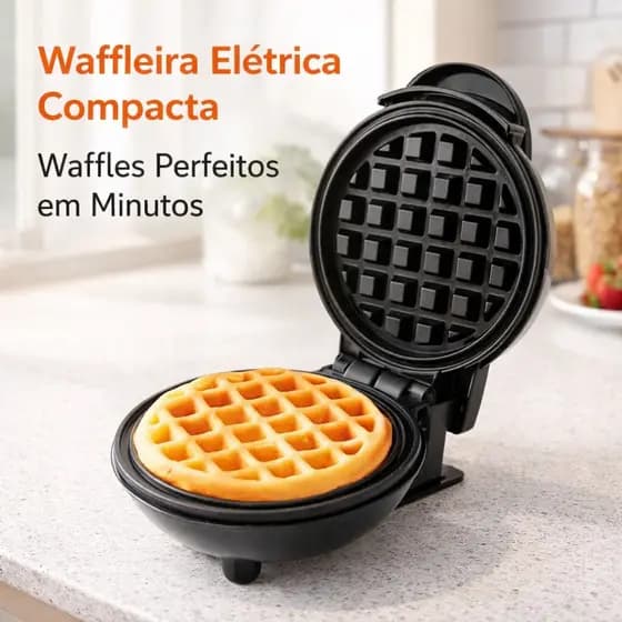 Mini Maquina Fazer Waffle Quiche Grill Panquecas Automático Panela Elétrica Portátil 110V 350w