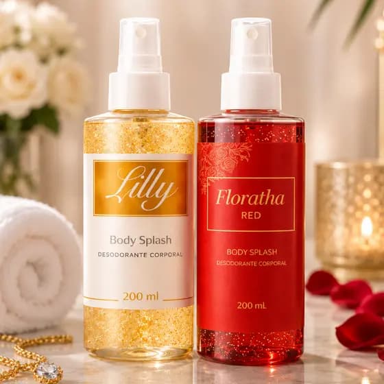 Body Splash Kit 2 Perfume Feminino 200ml Floratta Red e Lily Pós Banho Refrescante Duradouro