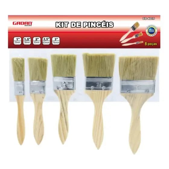 Jogo De 5 Trinchas Pincel Diferentes Tamanhos Pintura Profissional Acabamento Fino