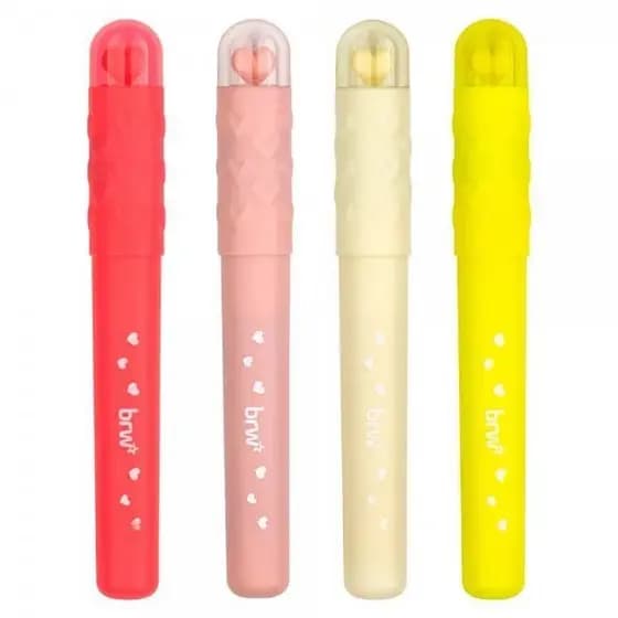 Marca Texto com Flip de Coração Rosa e/ou Amarelo Pastel ou Neon Caneta Marca Texto Escolar