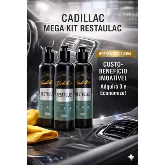 Restaurador de Plásticos Cadillac Restaulac 250ml Brilho Carro Novo