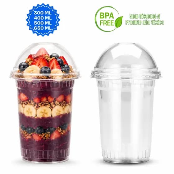 10~40 Copo Tampa Bolha Para sobremesas, doces, Açaí 300mL 500mL 650mL Tampa Sem Furo - Galvanotek
