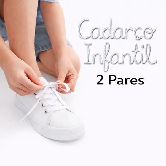 Kit 2 Pares Cadarço Infantil Para Criança Branco Durável Casual Para Escola - ENVIO NO MESMO DIA