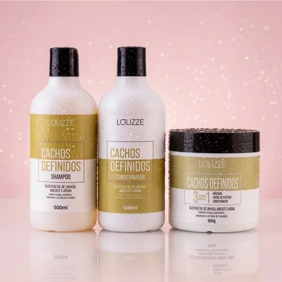 Kit Cachos Definidos Shampoo Condicionador e Máscara 500ml/Definição e Nutrição