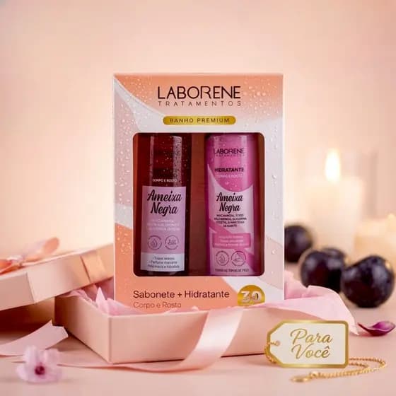 Kit Banho Facial e Corporal Sabonete Liquido + Hidratante Ameixa Negra