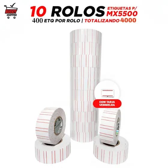 Etiqueta De Preço Para Etiquetadora MX5500 1 Linha 10 Rolos Com 4000un
