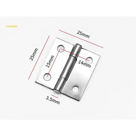 KIT 10-40 Dobradiças Aço Inox N-304 1 Polegada P/Portas Móveis de Madeira (Parafusos Não Incluídos) VENTO2
