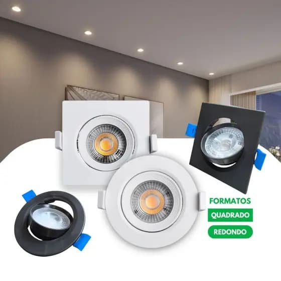Kit 10/20 Luminária Led Spot 5w 7w 10w Quadrado Redondo Embutir Branco Frio Neutro Quente VENTO2