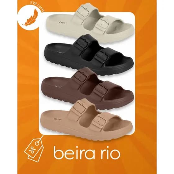 Sandália Chinelo Birken Nuvem Tamanco Feminino Beira Rio EVA Leve Macia Confortável Fivela Ajustável