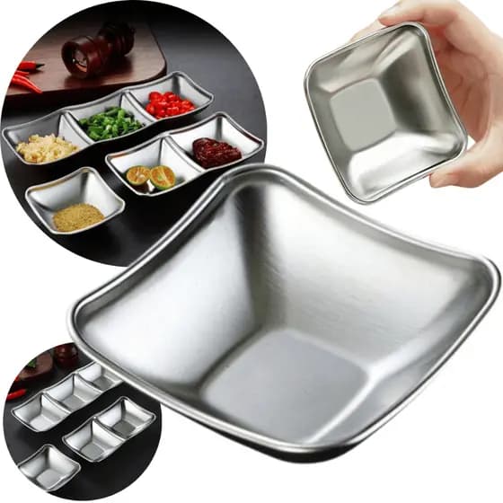 Cumbuca Inox Quadrada para Petiscos Molhos Aperitivos Frutas Salgados Servir Entradas Cozinha