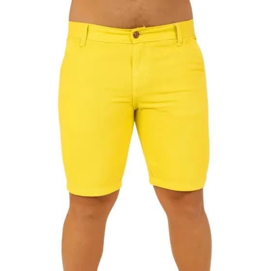 Bermuda Masculina Jeans Amarela Sarja Casual Premium Linha Conforto KDÊ Fashion Oficial