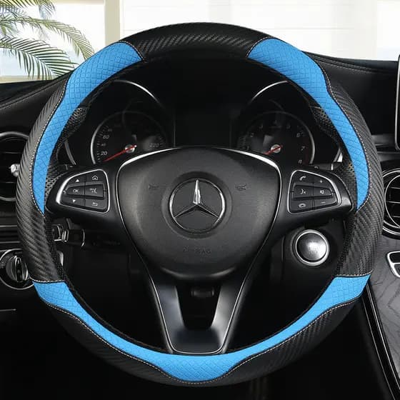Capa de volante de carro com padrão de fibra de carbono HY2133 para atacado transfronteiriço, nova capa de volante com e