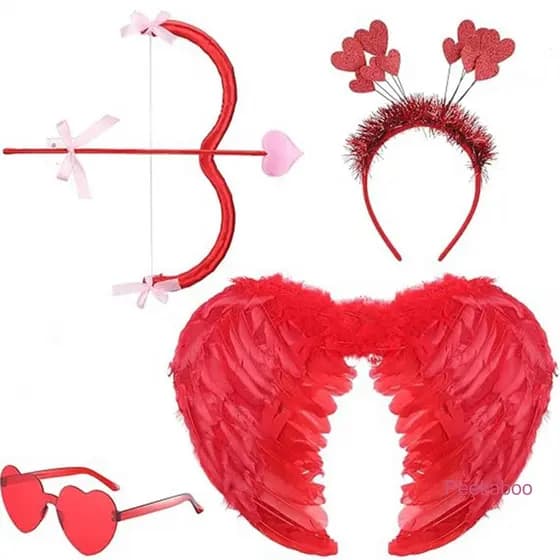 Pkb-Traje De Cupido De Halloween Para Mulheres , Acessórios Com Asas De Anjo , Conjunto De Faixa De Cabeça De Arco E Fle