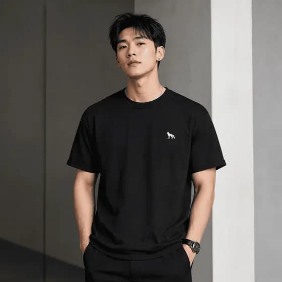 Camiseta Oversized Lobo Minimalista Básica Preta Streetwear Unissex 100% Algodão Premium Lançamento