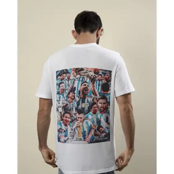 Camiseta Basica ou Oversized Camiseta Lionel Messi Goat Personalizada Momentos Unissex