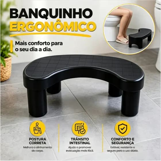 Banquinho Ergonômico De Apoio De Pés Para Maior Conforto Em Casa Escritório E Banheiro