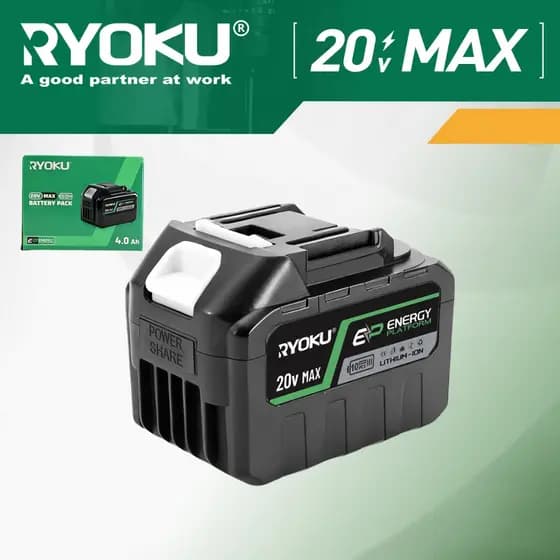 Bateria Recarregável Ryoku 20V Íon de Lítio para Parafusadeiras Elétricas