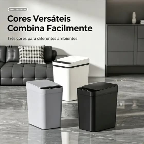 Lixeira Automática Com Detecção De Mão Recipiente De Lixo Hermético Estilo Minimalista Várias Cores