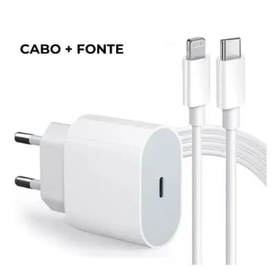 Carregador Turbo 20W - Fonte Tomada Tipo C Turbo X Cabo Lightning para iPhones