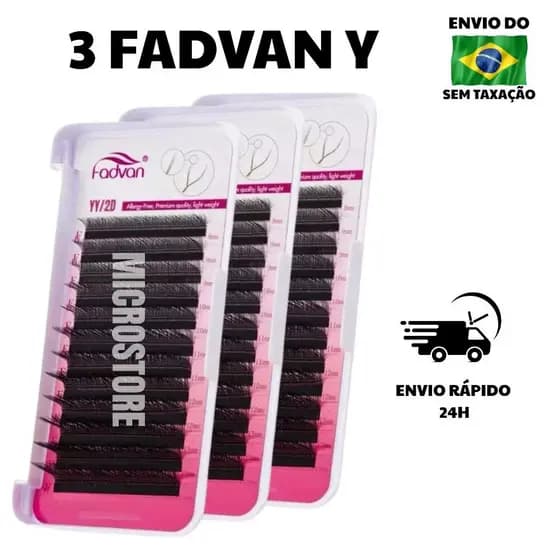 Kit 3 Cílios Y Fadvan Fio YY Volume Brasileiro Extensão Alongamento De Cilios Retenção Adesivo Cola