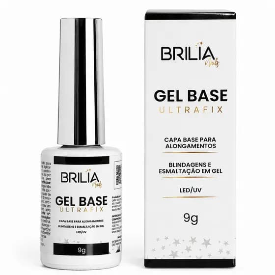 Gel Base Ultrafix Brilia Nails 9ml Aderência Máxima Para Blindagens Esmaltação Em Gel Alongamento