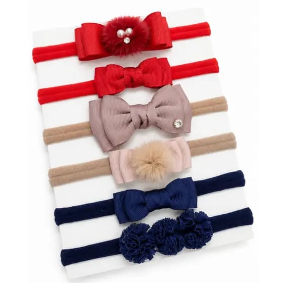 Kit 6 Faixas de Cabelo para Bebê Menina Laço Luxo Tiara Recém-Nascida Infantil