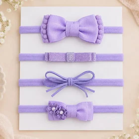 Kit faixa tiara bebê lilás RN até 2 anos festa batizado enxoval maternidade