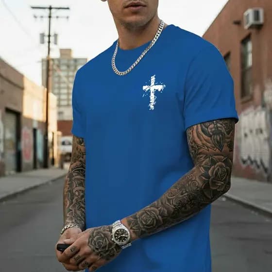 Camiseta Masculina Streetwear Cruz 100% Algodão Premium