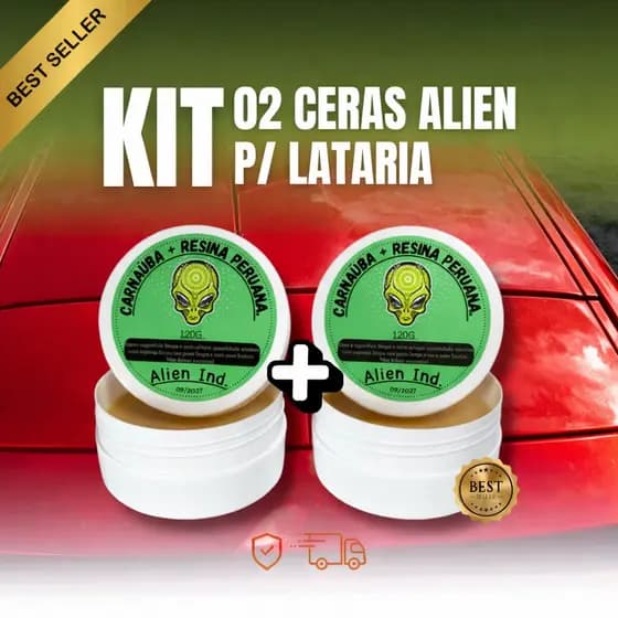Kit 02 Ceras Automotiva Alien P/ Brilho, Queimado de Sol, Riscos e Polimento